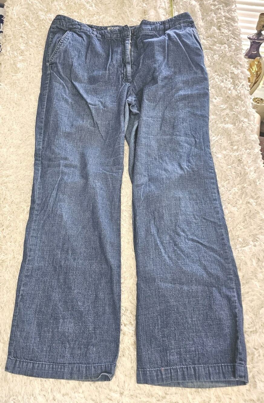 Studio 100% Cotton Wide Leg Tweed Knit Look Denim Trouser Jeans Slacks 16 Casual